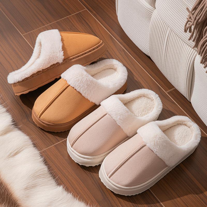 Autumn and winter plush cotton slippers indoor home non-slip warm velvet outer wear bag head cotton mop