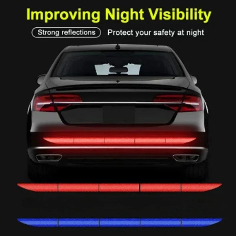 Night reflective anti-collision warning sticker at the rear of the car, reflective decorative strip in the trunk of the car