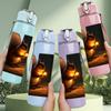 1PC Squirrel Night Scene 750ml Color Plastic Sports Water Bottle Leakproof Flip Straw Lid Suitable for Sports Office Home Use