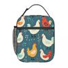 Chic Chick And Floral Pattern Insulated Lunch Bag for Women Children Portable Food Boxes Thermal Lunch Box Tote