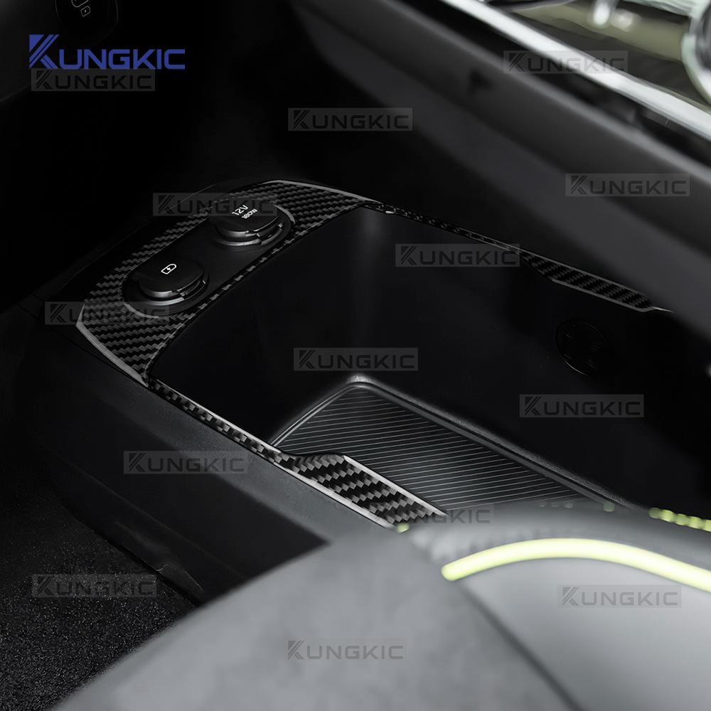 Echter Weicher Kohlefaser-Aufkleber Für Kia EV6 GT EV 2022 2023 2024 2025 LHD RHD Auto Untere Konsolen-Dekorrahmen Innenverkleidung