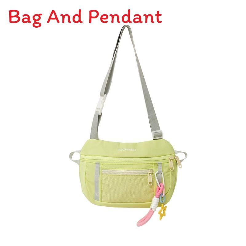 Blocking Fashionable Color Design Letter Printed Kid Shoulder Bag With Pendant