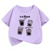 Coffee Cat Graphic Kids Tshirts Summer Short Sleeve Tees Cartoon Boys Girls Clothes Kawaii Tops Y2K Children Tshirt