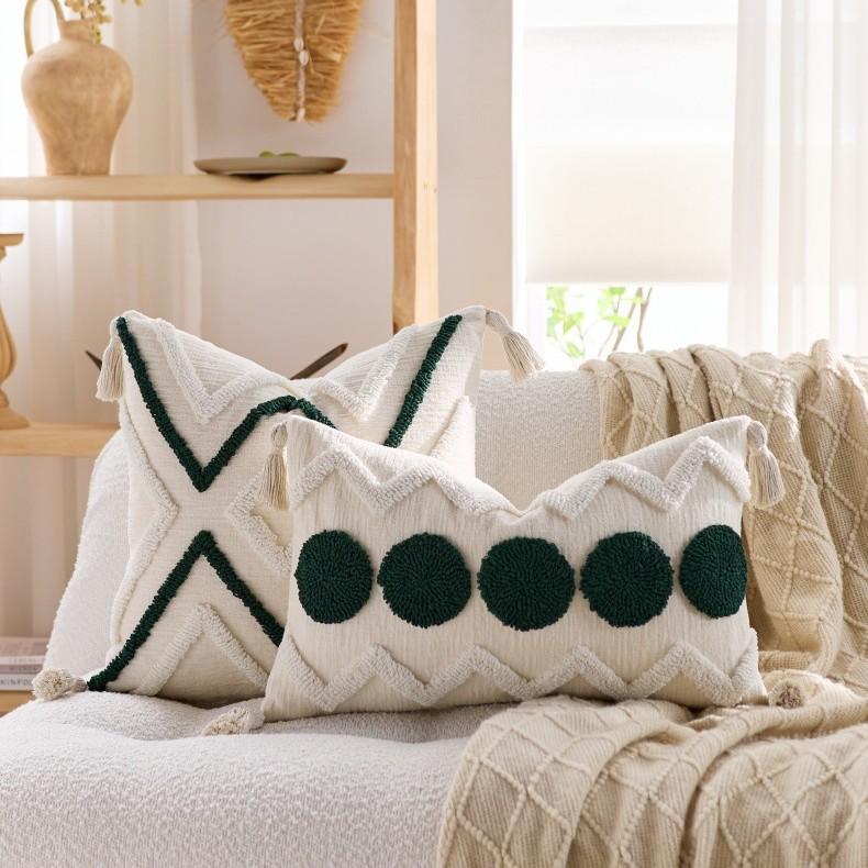 Weiche Chenille-Tufting-Kissenbezüge Boho Bauernhaus Kissenhülle mit Quasten für Haus Wohnzimmer Bett Sofa Dekor