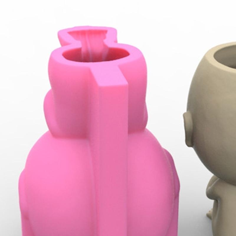 Face Flower Pot Silicone Mold Succulent Planter Concrete Mold Cute Concrete Cement Mold for DIY Pen Holder,Home Decor