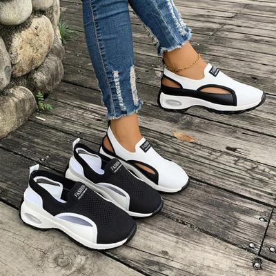 Spor Salonu Koşusu Günlük İşler İçin Üstün Konfor Kadın Slip-On Spor Ayakkabılar Nefes Alabilen Örme Üst Esnek EVA Taban Tüm Gün Giyim İçin Alçak Bilekli Günlük Atletik Ayakkabılar