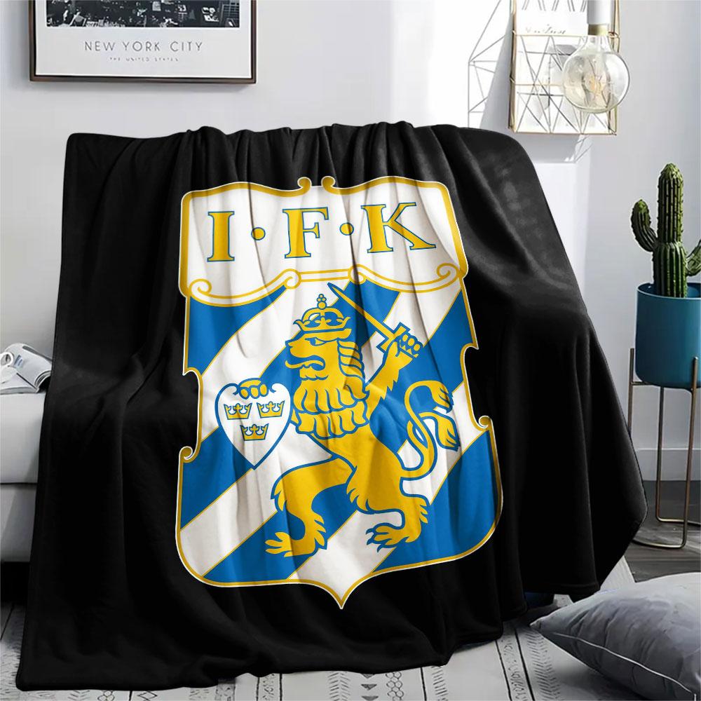 Coperta in Flanella Stampata IFK Goteborg, morbido plaid per camera da letto divano, lavabile, merchandising per tifosi di calcio, ottimo regalo.