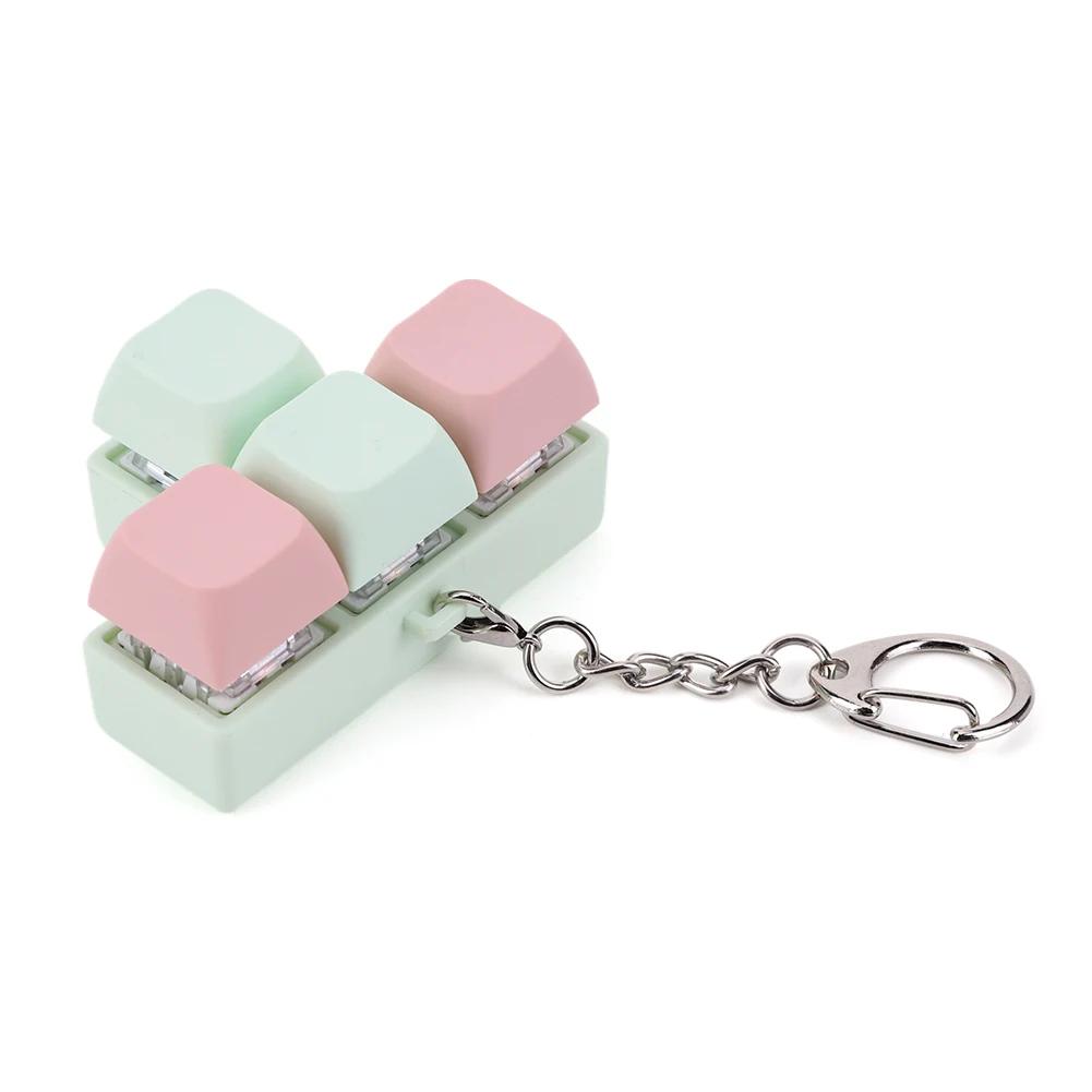 Finger Keyboard Fidget Toys 4-Button Keyboard Fidget Clicker Keychain Finger Calming Keychain Stress Relief Toys for Kids Adults