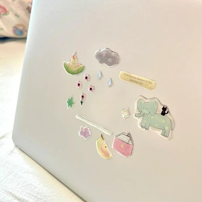 Girlish Cute Pink Fruit Ice Cream 3D Relief Stickers High-quality Epoxy Resin Jelly Decals for IPad Laptops Phone Case DIY Decor