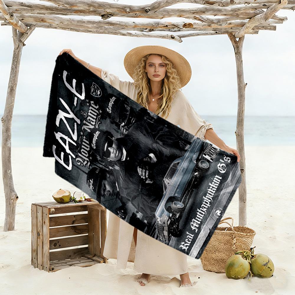 2pac Customizable Name Beach Towel Super Soft & Absorbent Suitable for Sports Travel Swimming Yoga Bathroom Beach And Pool