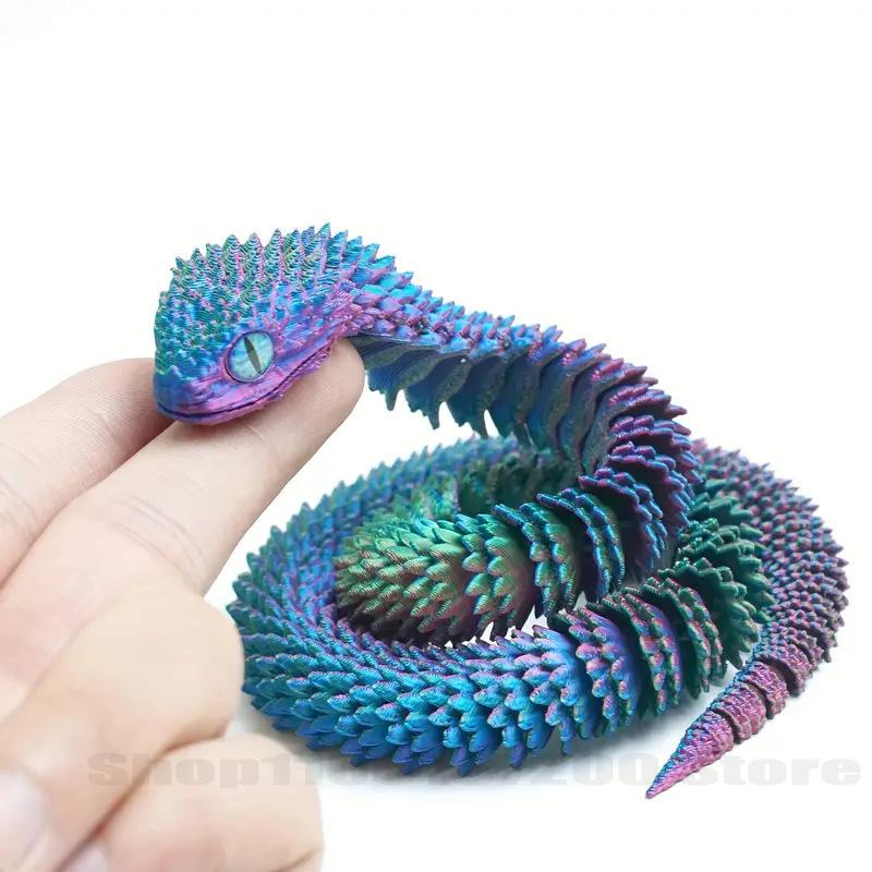 /1-4Pcs 3D Printed Snake Movable Joint Fidget Toy Funny Simulation Snake Office Desktop Ornament 3D Printing Toys Christmas Gift