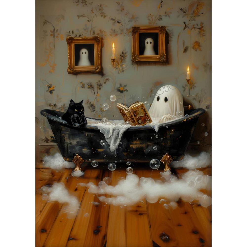 DIY 5D Diamond Painting Mosaic Cute Ghost and Black Cat Full Drill Embroidery Butterfly Art Kit Portrait Handicrafts Cross Stitch Decor Gift
