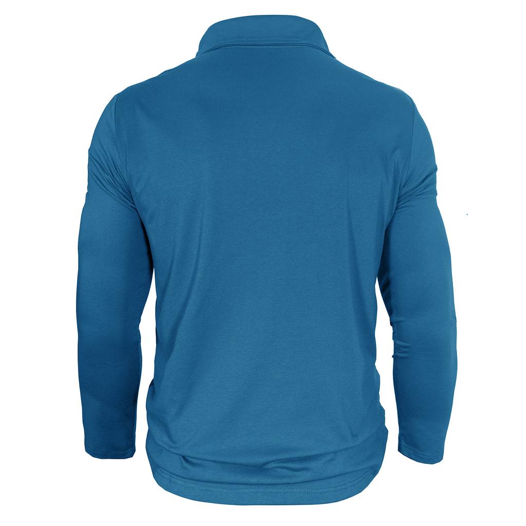 Spring Autumn Men's Long Sleeve Casual Polo Shirts Solid Lapel Button Up Pull On Polos Man