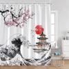 Japanese Style Shower Curtains Fuji Mount Great Waves Bamboo Red Sun Bathroom Curtain Japan Fabric Home Decorations For Bathtub