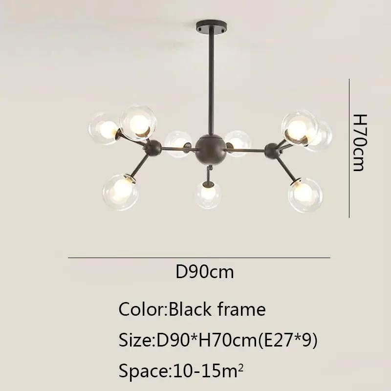 Nordic Industrial Molecular Chandeliers Home Black Sputnik Metal Ceiling Lamp for Dining Room Indoor Loft Bubble Pendant Lamp