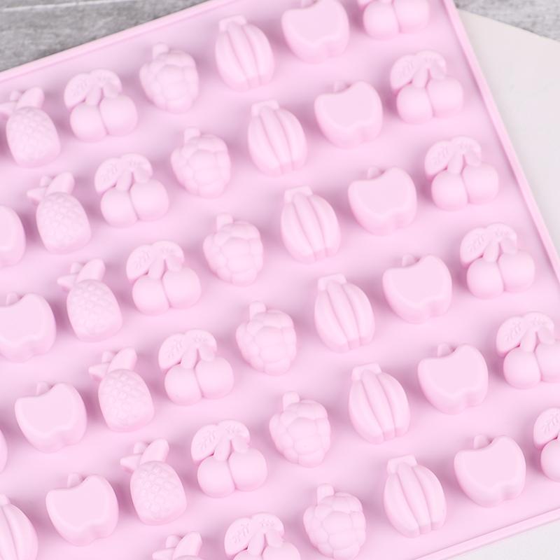 66 Holes Candy Fudge Silicone Mold Mini Chocolate Ice Cube Tray Fruit Shaped Non-Stick Soft Jelly Mold