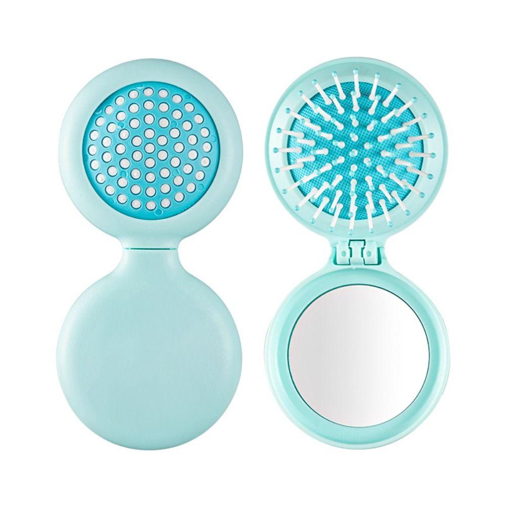 4Pcs Round Folding Air Bag Comb Dual Use Pocket Hair Brush Portable Makeup Mirror with Comb  Travel