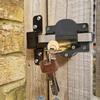 Barn Door Latch Double-Sided Wood Gate Lock Secure Door Latch 5 Keys For Exterior Interior Fence Gate Pantry Shed Closet