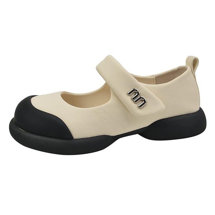 French Ugly Cute Mary Jane Small Leather Shoes Women's Shoes 2025 New Casual Small Fragrant Style with Skirt Comfortable and Lightweight Single Shoes