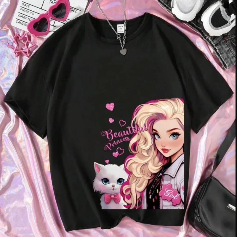 Summer Teen Cotton T-shirt Cartoon Cartoon Print Top Kids Clothes Street Sport Fashion T-shirt Baby Boys Girls Cute Short Sleeve