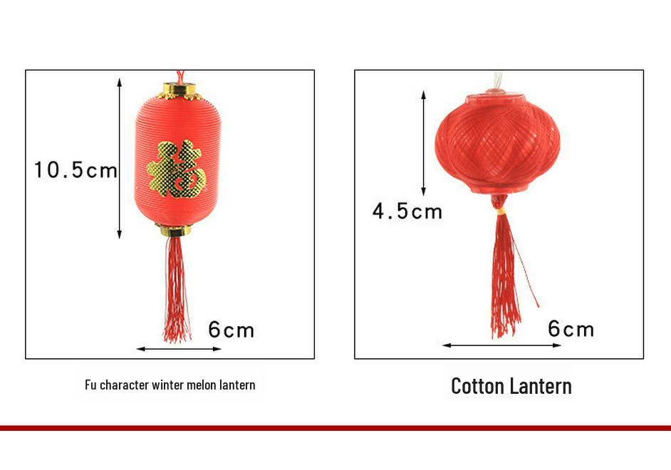 Solar-Powered New Year Lantern String Lights with Fu Character and Lucky Bag Design