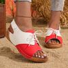Fashion 2025 New Summer Women's Sandals Casual Round Toe Lace Up Wedges Sandals for Plus Size Outdoor Comfortable Daily Shoes Female