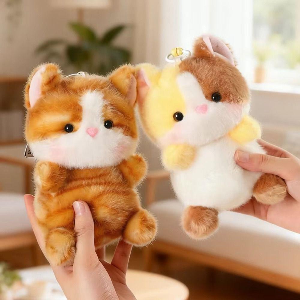 15cm Cat Stuffed Keychain Soft Plush Kitten Pendant Small Cat Plush Keychain Car Decor