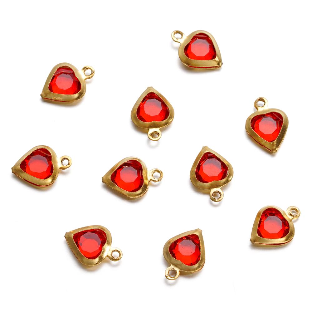 10 Stück/Los 7,5 mm Edelstahl Herz mit Strasssteinen Anhänger für Halskette Armband Anhänger DIY Schmuckherstellung Zubehör
