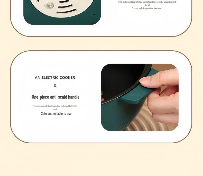 Double-Layer Electric Cooking Pot, Large Capacity, Multifunctional for Steaming, Boiling, Frying, Non-Stick, Ideal for Dorm Use