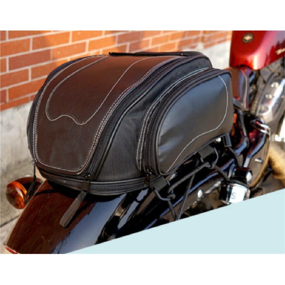 1X Waterproof Black Pu Leather Motorcycle Atv Scooter Rear Seat Luggage Tail Bag