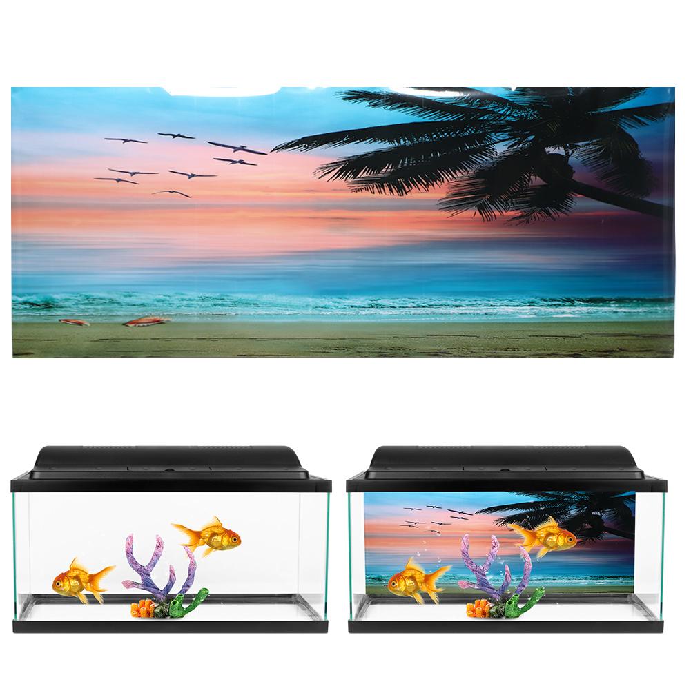 PVC Klebefolie Sonnenuntergang am Meer Wolkenmuster Aquarium Hintergrund Poster Aufkleber Fischbecken