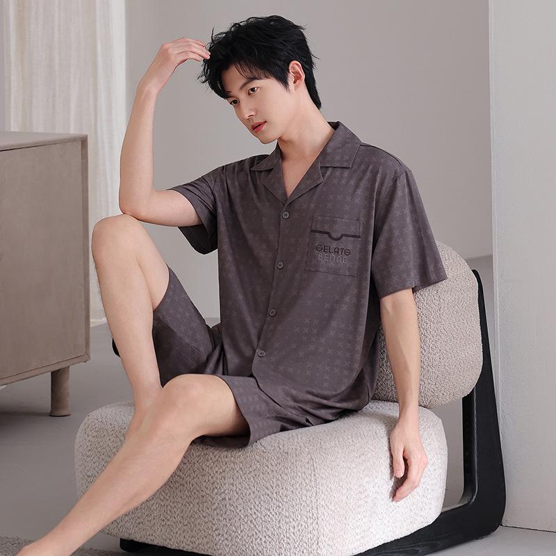 Pajamas Men's Summer Modal Thin Short Sleeve Shorts Summer Cool Homewear Men's Large Size Two-piece Set