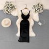 Women's Halter Dress New Senior Sense of Waist Slimming Mid-length Version of The Split Velvet Hip Dresses