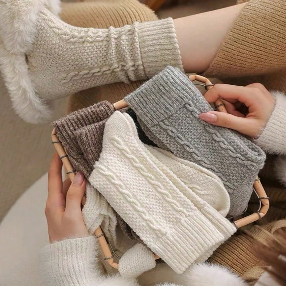 

5 pairs women s natural wool socks, everyday soft thermal mid-calf winter socks - Home tasks regular use, Christmas presents