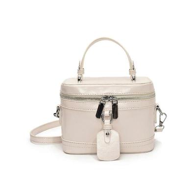Women PU Leather Handbag Fashion Box Bag Korean Styles Shoulder Bag Top Handle Bag Solid Color Crossbody Bag for Work  White