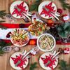 10/12pcs Christmas Tree Placemat Set With Cutlery Pockets Holiday Table Setting Heat Resistant Tableware Protector Decor