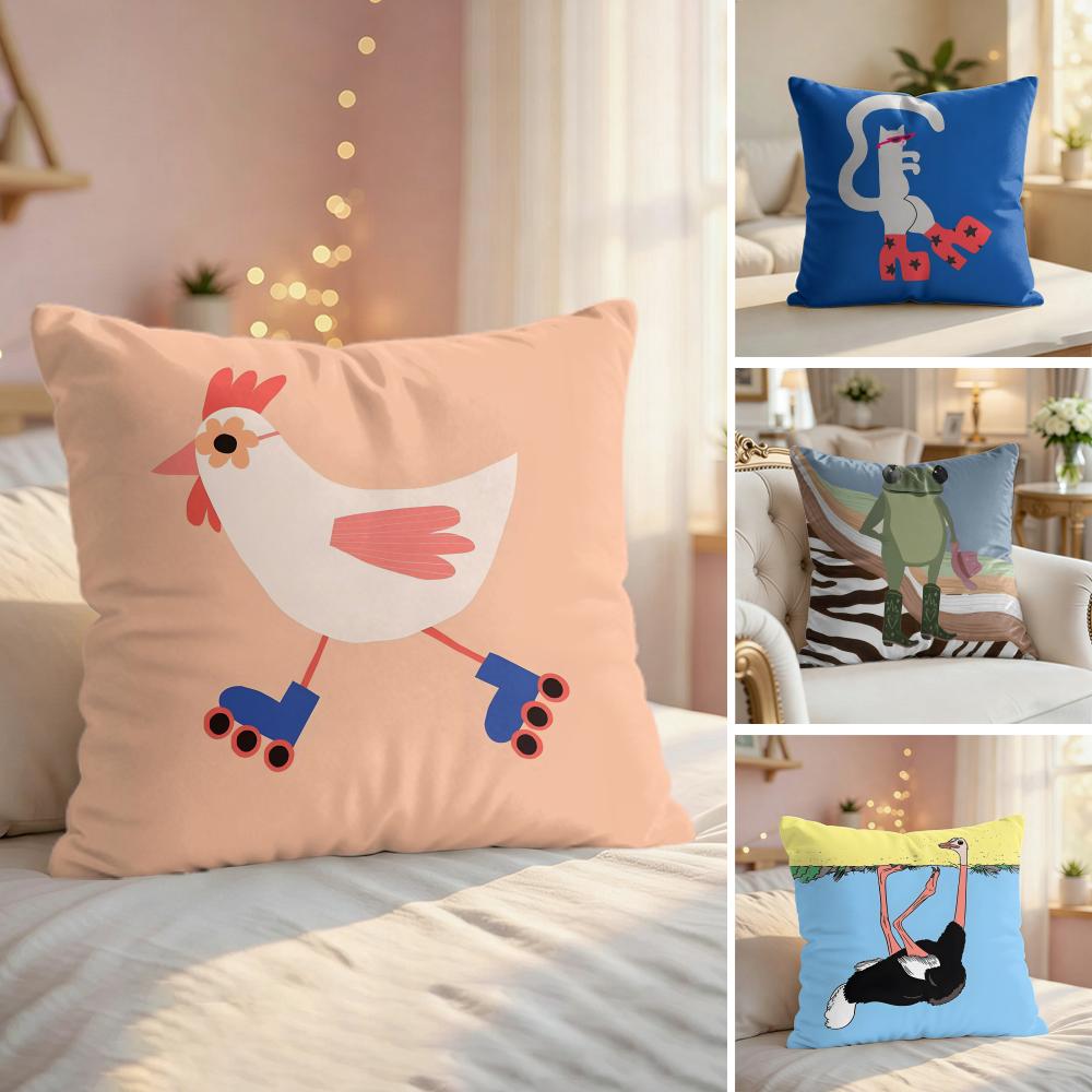 Classic Abstract Animals Cushion Cover Natural Linen Organic Fabric DoubleSided Printing Couch Pillow Covers Home Decor