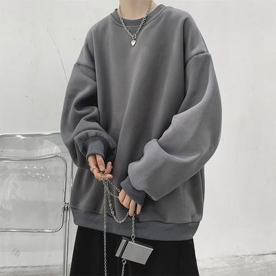 Suéter para Hombre Primavera, Otoño e Invierno Nuevo Holgado Talla Grande Terciopelo Manga Larga Camiseta Juvenil Versátil Jersey