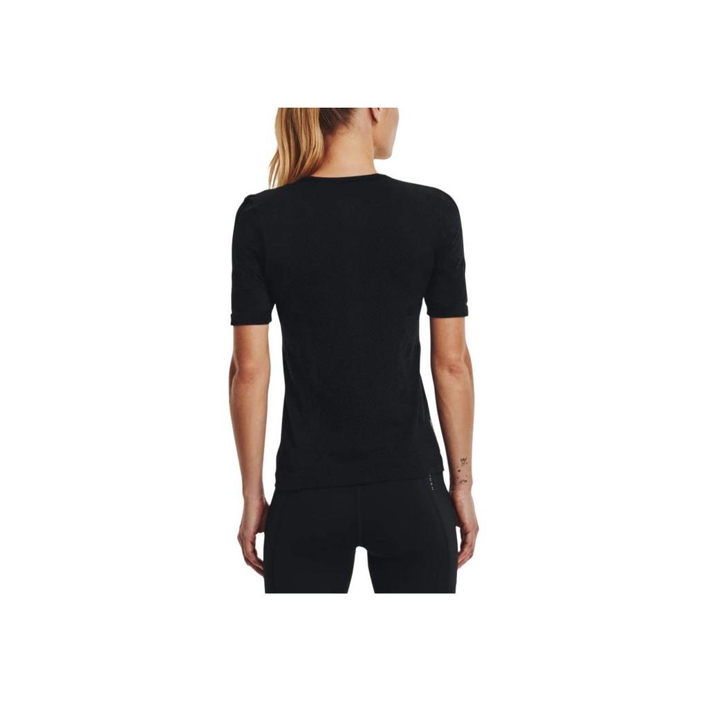 Under Armour Einfarbiges Logo Sport-T-Shirt Damen Tops Schwarz 1365716-002
