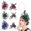 Fashion Tulle Headwear Set with Fabric Flower Hair Hoop , Pearl Necklace and Gloves for Women Party Wedding