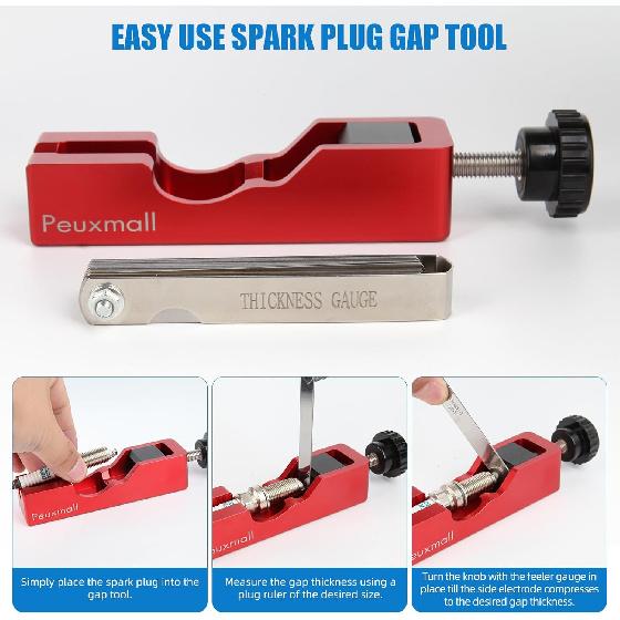 Spark Plug Gap Tool, Spark Plug Gapping Tool With 32 Blade Steel Feeler Gauge, Universal Spark Plug Gap Tool For Most 10Mm 12Mm 14Mm 16Mm Spark Plugs