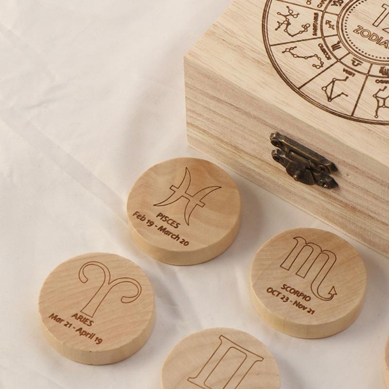 Hexendekoration Hexen Heimdeko-Kits Meditation Holz Runen Heilkristallsteine Set Hexenrune Rune Holzrunensteine Set