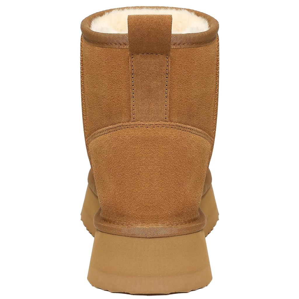 Bebealy Echtsuede Damen Schneestiefel Winter Fuzzy Mini Stiefel Warm Rutschfest Stiefeletten Klassische Wolle Fellstiefel für Damen