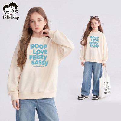 Betty Girls' Round Neck Drop Shoulder Sweatshirt