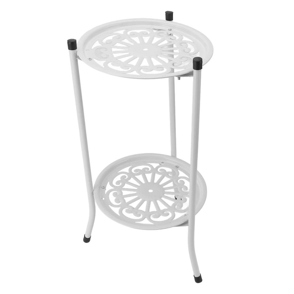 50cm Double Layer Plant Stand Iron Multifunctional Flower Rack Flower Shelf for Balcony Entryway