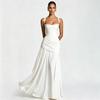 2026 Womens Sleeveless Solid Color Slim Waist Flowy Maxi Dress Party Date