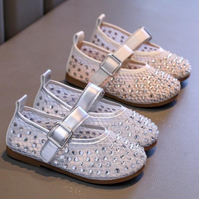 Kids Girls Fragrant Style Flat Shoes, Spring Summer Crystal Shallow Mouth Princess Casual Loafers