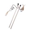 Wooden Scratching Wand Feather With Mini Bell Pet Supplies Cat Toy Interactive Stick Tease Cat Rod