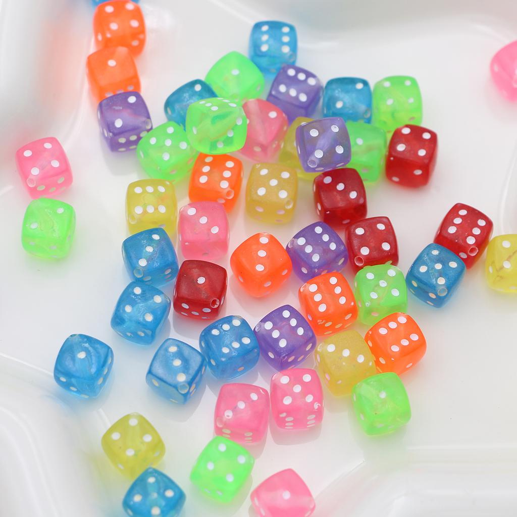 50Pcs Random Mix Colorful 8Mm Dice Beads For Jewelry Making Diy Handmade Necklace Bracelet Key Chain Accessories