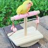 Fun Bird Rocking Stand Perch Toy With Rope Covering And Natural Wood Hanging Tearing Block for Parrots Entertainent